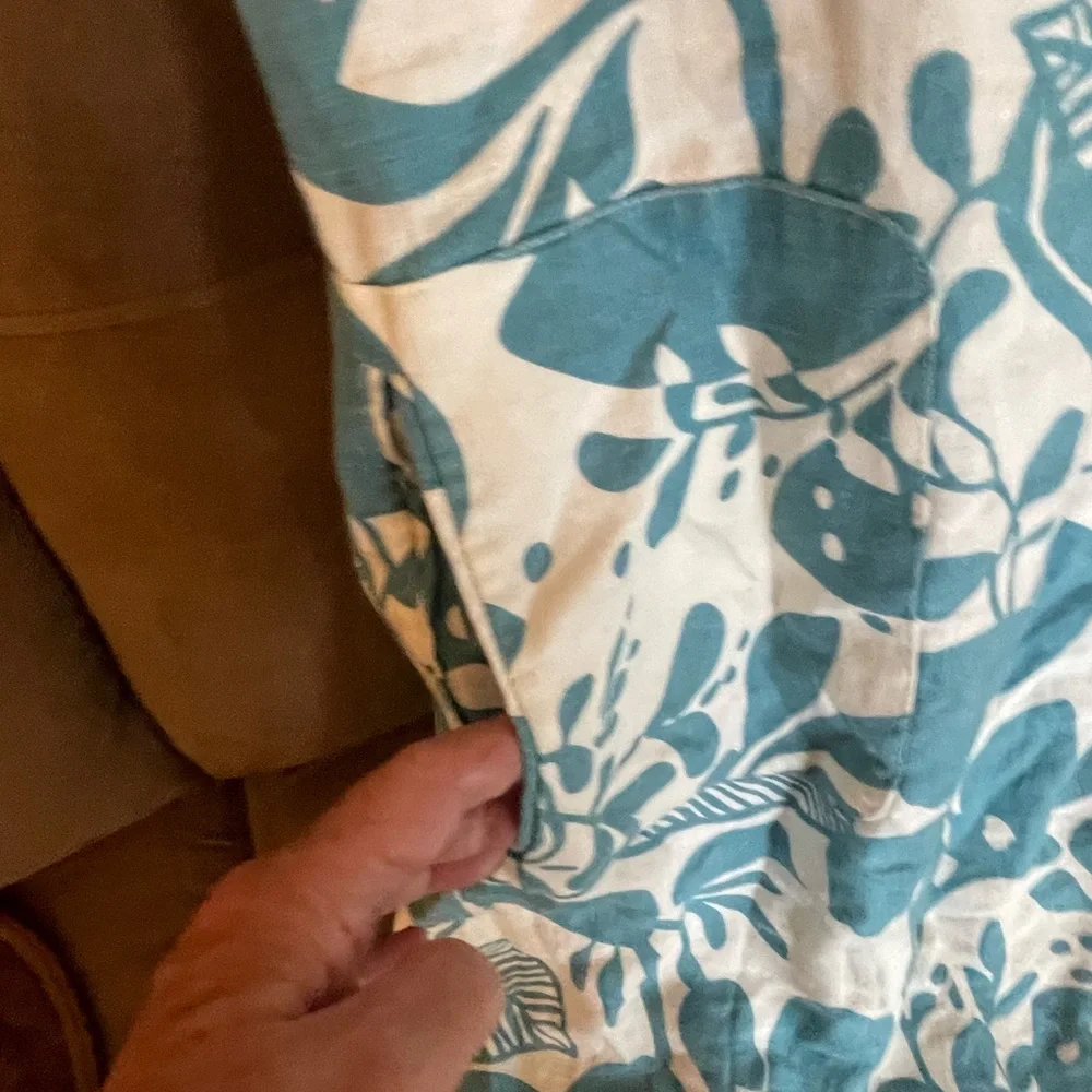 BODEN Women's 100% Linen A-line dress with pockets Blue white Size 4 Vee Neck - Picture 5 of 14